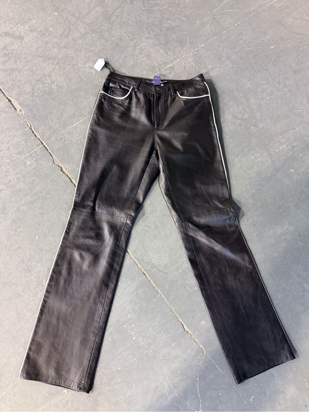 Ralph Lauren Collection Purple Label Leather Pants Sz 4 Black Made Italy